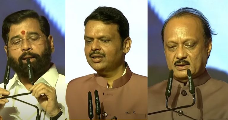 Devendra Fadnavis takes oath as new CM of Maharashtra with deputy CMs Eknath Shinde and Ajit Pawar