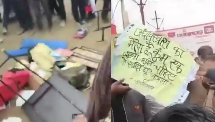 Naga sadhus thrash ‘activists’ calling Maha Kumbh Mela ‘superstition’, tear and burn outrageous posters in Prayagraj