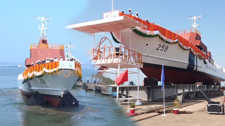 Goa Shipyard launches two indigenously designed and constructed Fast Patrol Vessels for the Indian Coast Guard