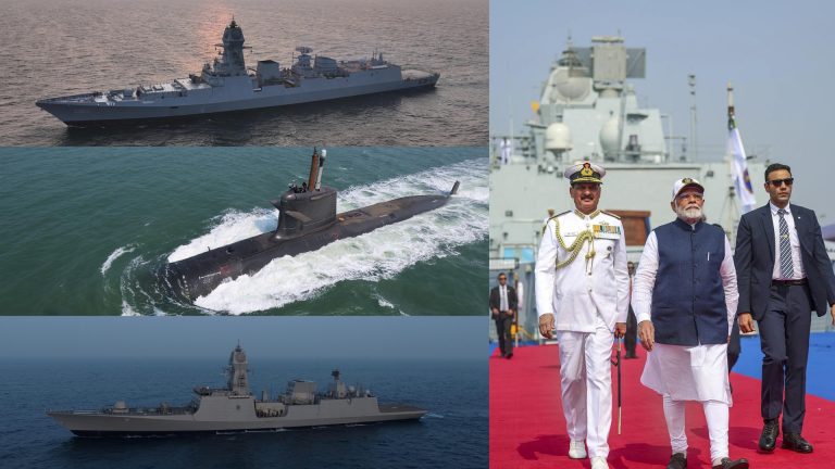 PM Modi dedicates three Made-in-India naval vessels – a destroyer, a frigate & a submarine – at Mumbai dockyard
