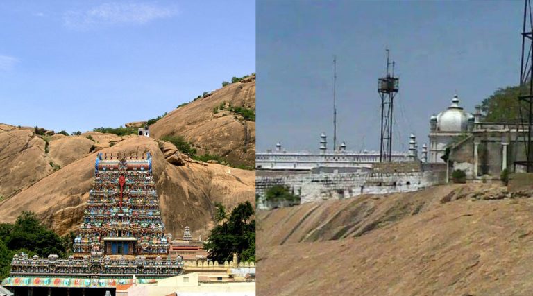 Communal tension at Thiruparankundram hill in Madurai: Islamists claim ownership while authorities allow non-veg food near Murugan Temple, ‘miscreants’ paint Jain caves green