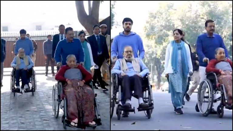 Arvind Kejriwal parades his elderly parents on wheelchairs to vote instead of using the Home Voting facility