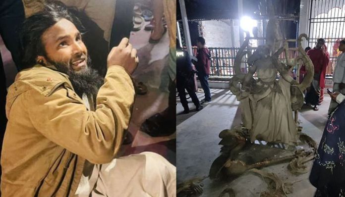 Faridpur: Muslim man breaks idol of Goddess Saraswati ahead of Puja, had previously got away with vandalism alleging 'mental insanity'