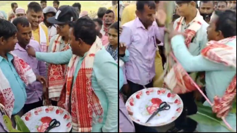 Assam: AIUDF MLA Shamsul Huda thrashes a man for not putting red ribbon and tall banana trees for foundation stone laying event, apologises later