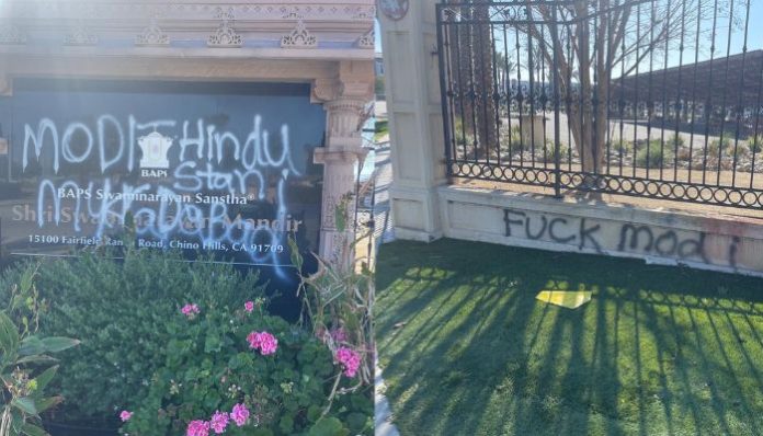 BAPS Hindu Temple in Chino Hills, California vandalised by extremists.