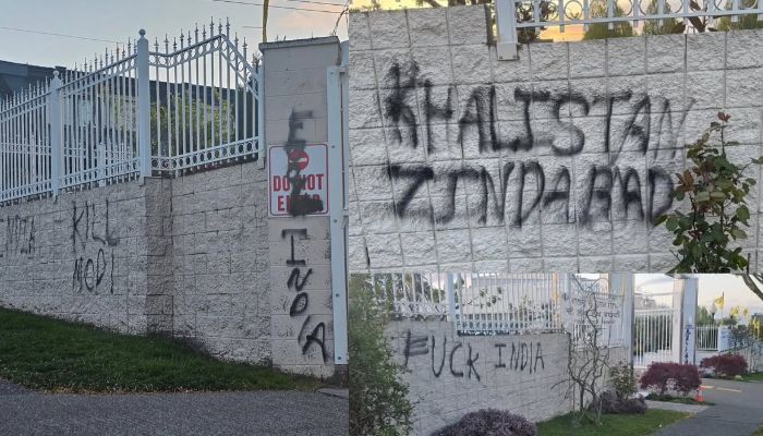 Pro-Khalistani and anti-India graffiti seen at Vancouver Gurdwara