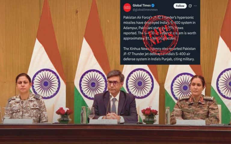 Chinese propaganda outlet Global Times peddles fake news claiming Pakistan’s JF-17 destroyed India’s S-400 air defence system, Indian Air Force debunks lies