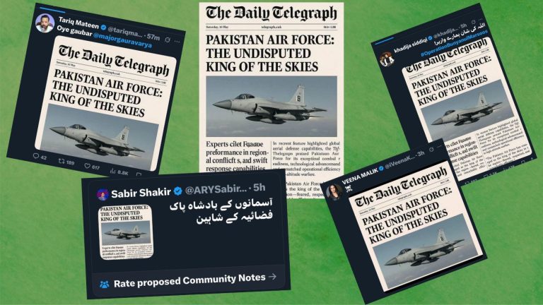 Pakistanis share AI-generated ‘news article’ claiming “Pakistan Air Force is the undisputed King of the Skies”