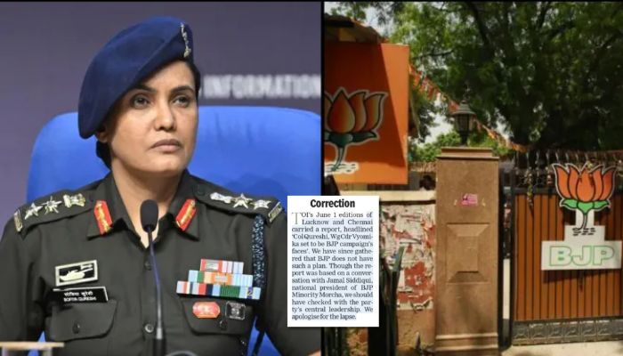 Lie big, apologise small: Times of India issues apology for publishing fake news that BJP would use Colonel Sofiya Qureshi and Wing Commander Vyomika Singh as campaign faces