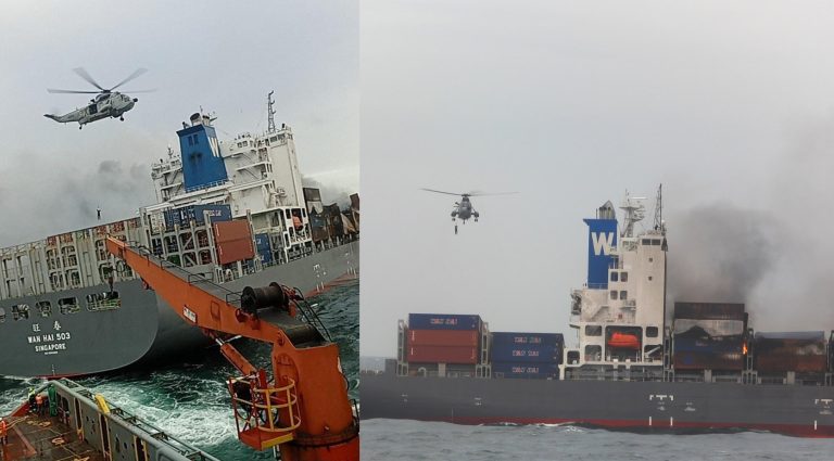 Indian Navy successfully lands salvage team from helicopter on MV Wan Hai 503 vessel, on fire for 6 days