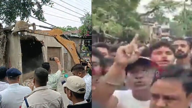 ‘Bangladeshi’ Azad Choudhary builds illegal houses in Assam’s Jorhat, names area ‘Dhaka Patti’, Muslims gather in huge numbers to oppose the demolition drive