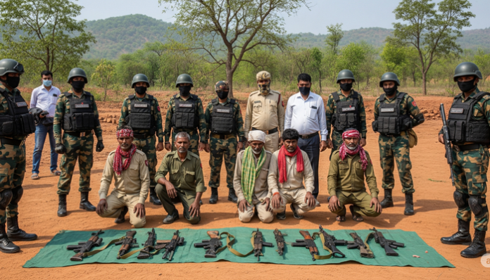 66 Naxals surrendered in the Bastar region of Chhattisgarh.