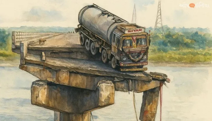 Truck still stuck on collapsed Gambhira bridge in Gujarat: As media blames officials, Anand district collector shares the real reason with OpIndia