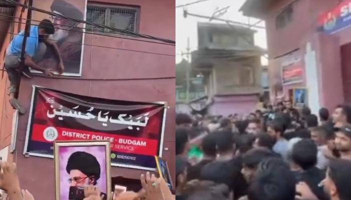 Kashmir: Palestinian and Hezbollah flags, banners of Khamenei and others waved during Muharram procession, deceased Hezbollah chief Hassan Nasrallah’s poster pasted on police station