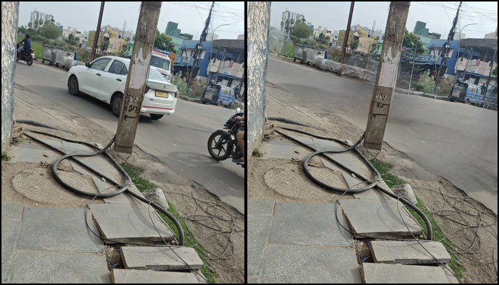 Chennai corporation officials use AI to edit photo uploaded by an individual about exposed power cables on road, claimed that the complaint was resolved