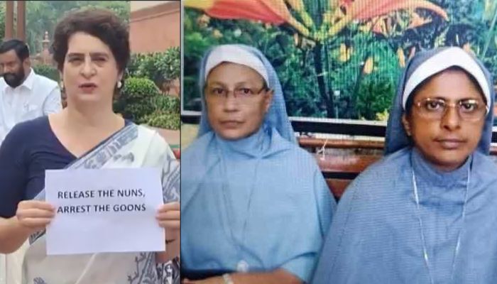 Victim changes her statement after Rahul and Priyanka Gandhi pick up Chhattisgarh Nuns case, blames Bajrang Dal which complained against human trafficking