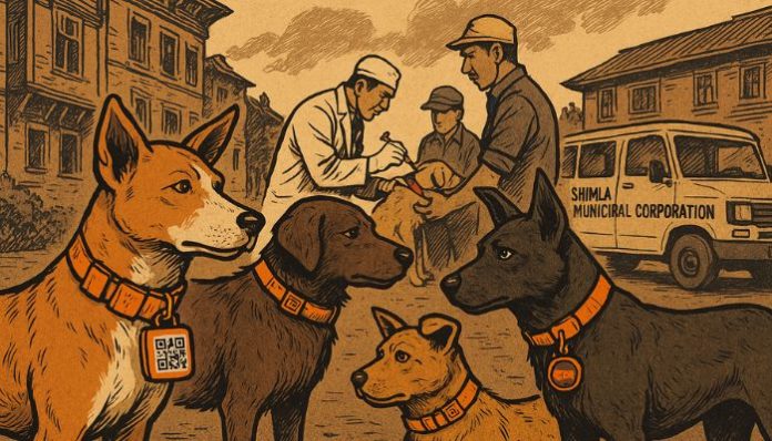 Shimla sterilisation drive fits stray dogs with QR and GPS collars to track health and location.