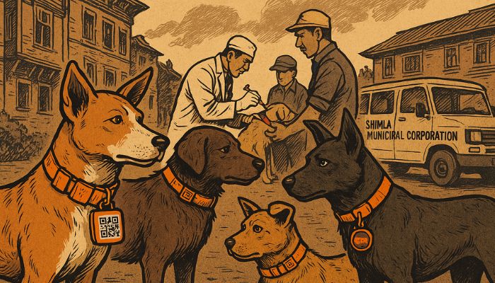 Unable to relocate, or remove stray dogs from streets, Shimla Municipal Corporation gives them QR and GPS based collars ‘to monitor their location’