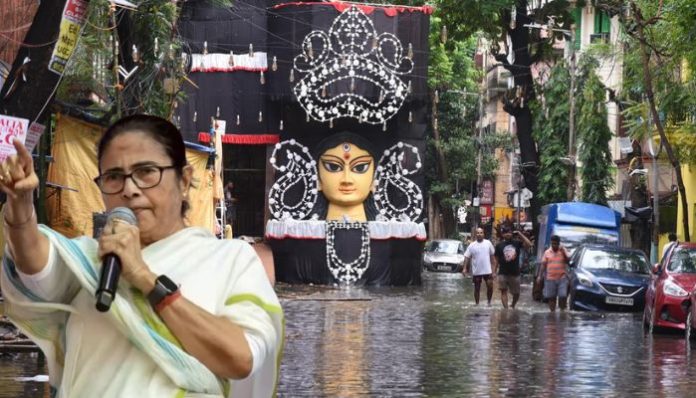 Across the city, 3,000-odd puja pandals were submerged