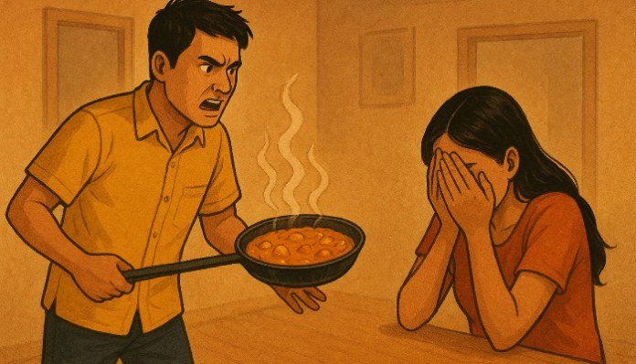 A Kerala man was arrested for using hot fish curry to burn his wife's face.