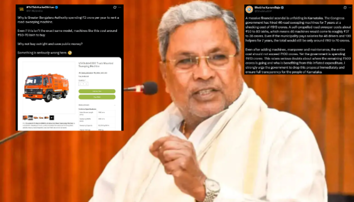 Concern is raised by the Congress government's 613 crores for sweeping machine rentals.