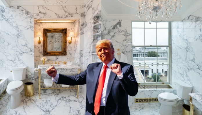 Donald Trump shared images of renovated White House bathroom.