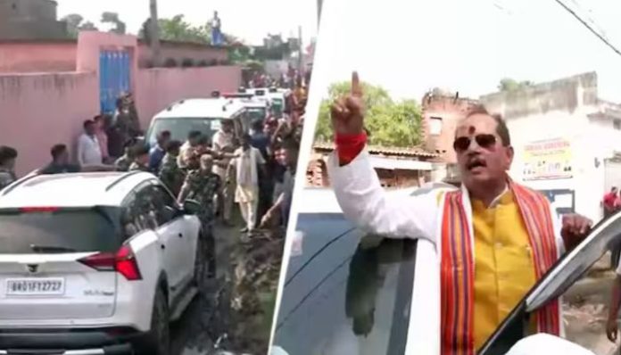 Stones and slippers hurled at Deputy CM Vijay Sinha’s convoy