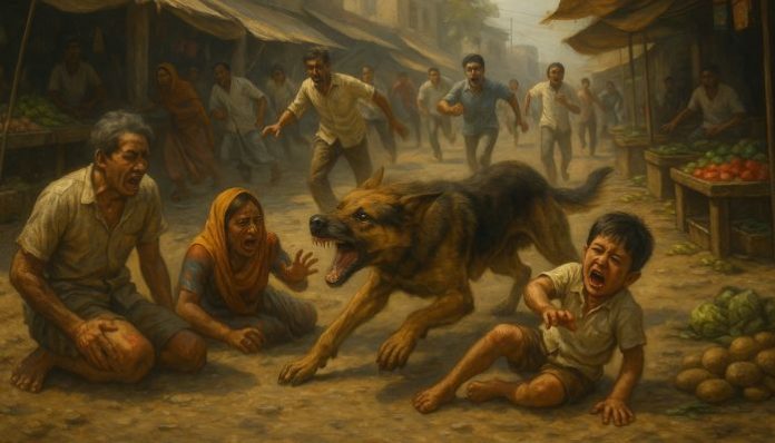 Rabid dog attack in Fatehpur’s Laluganj market injures 25 people including child.