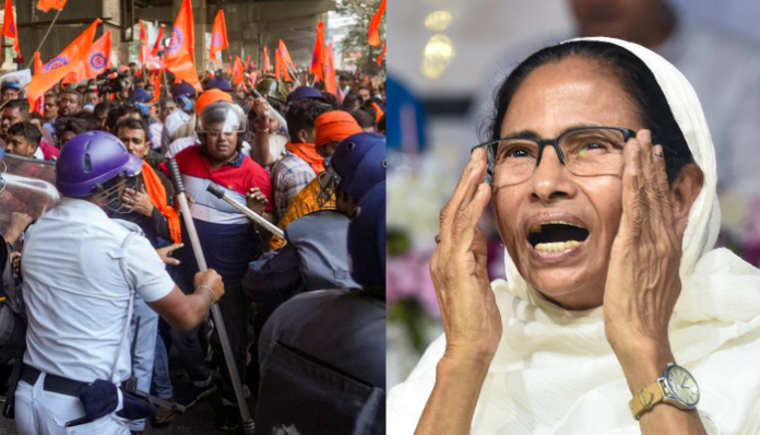 Hindus protesting the killing of minorities in Bangladesh were attacked by police outside the country's mission.