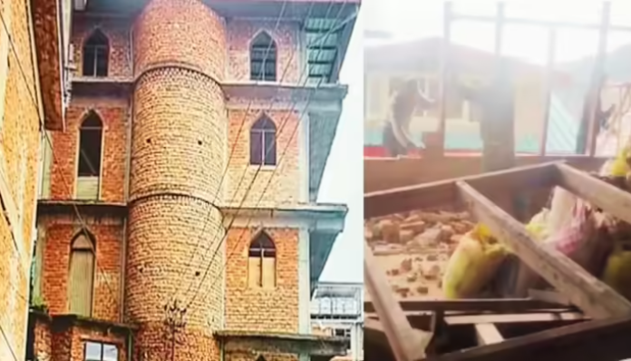 Demolition at Sanjauli mosque to get rid of the illegal floors.