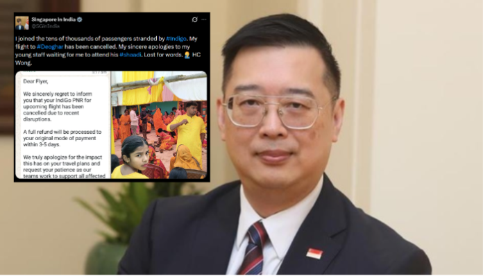 The Singaporean ambassador apologised to his staff for missing his wedding in Deoghar due to IndiGo flight cancellation.