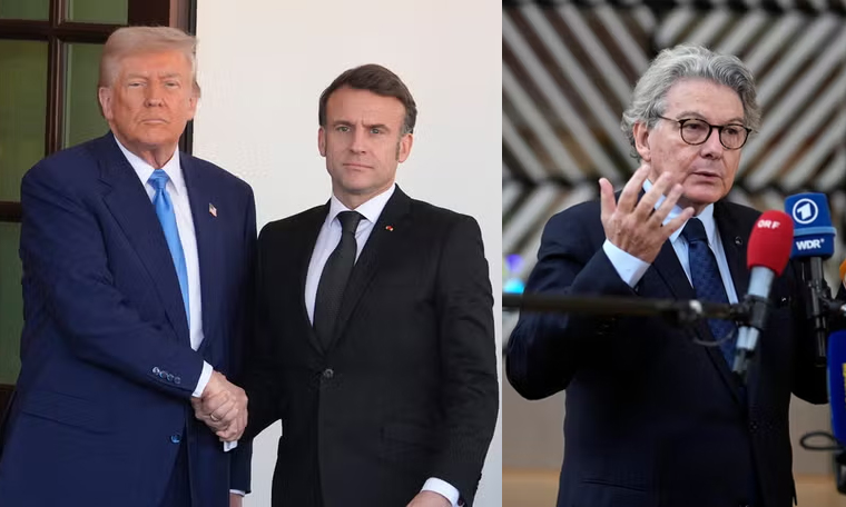 French President Macron condemns US visa ban on EU officials over censorship of online speech, calls it intimidation and coercion against European digital sovereignty