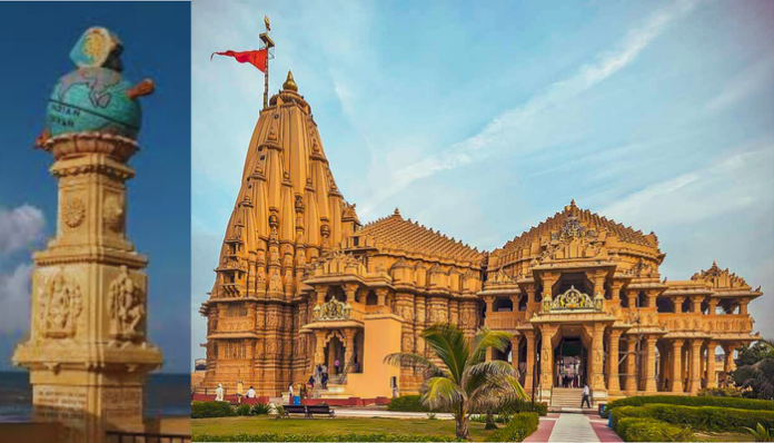Baan Stambh is a pillar located in the Somnath Temple.