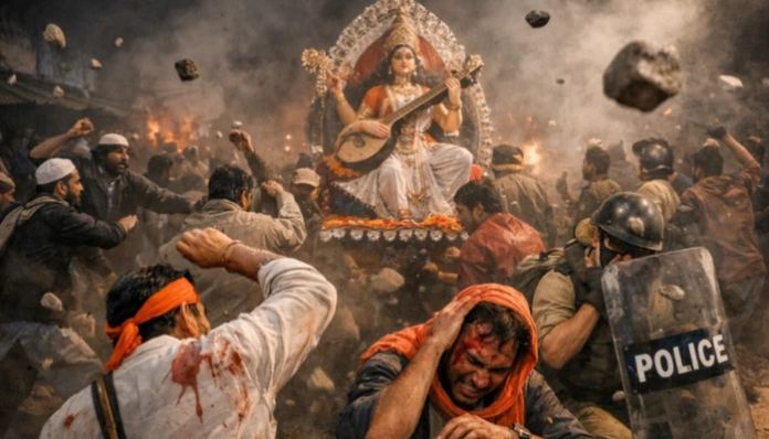 26 incidents of attacks on Saraswati Visarjan were reported across states.