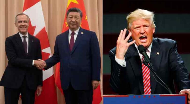Donald Trump threatens 100% tariff on Canada over proposed trade deal with China, says “China will eat Canada alive”