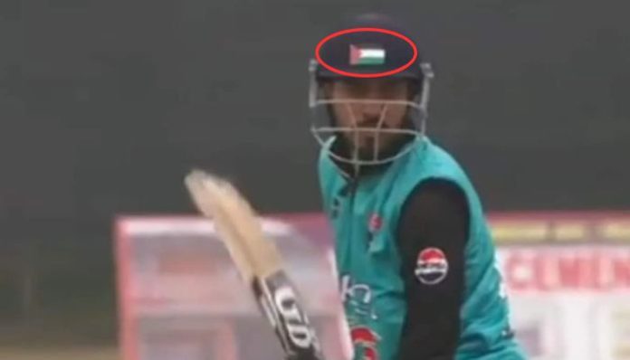 Ummah over everything: Cricketer Furqan Bhat from Jammu and Kashmir wears helmet with Palestine logo during match