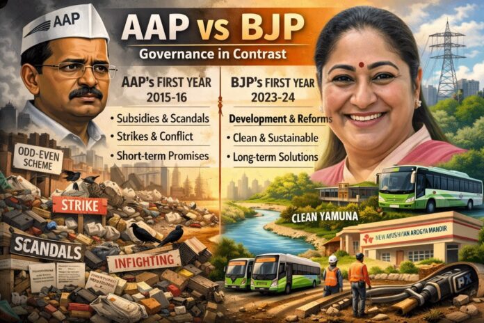 1-year of Rekha Gupta government Vs long rule of AAP