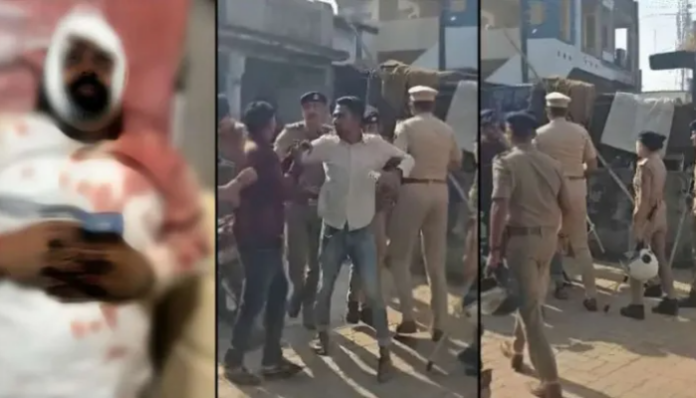 Police and gau rakshaks are attacked by Islamists during an attempt to slaughter cow in Surat.