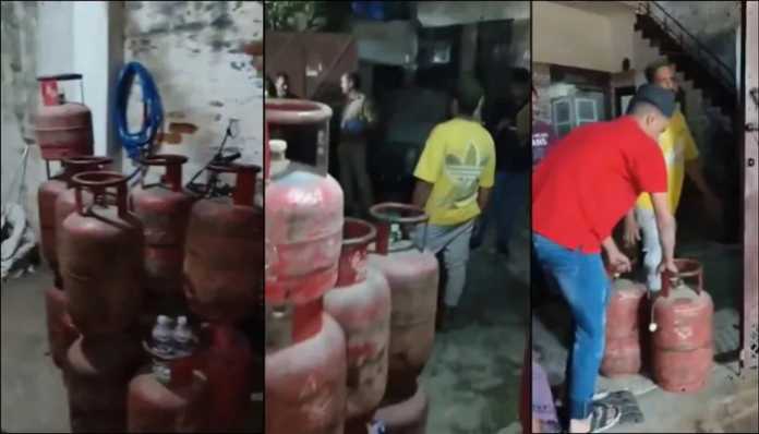 Authorities seized 55 LPG cylinders from Abdul Rehan's resident.