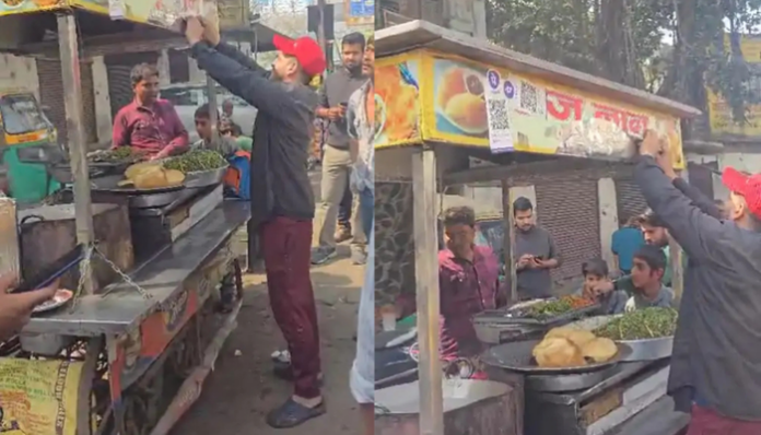 A Muslim food seller displayed a Hindu name on his food cart in Meerut.