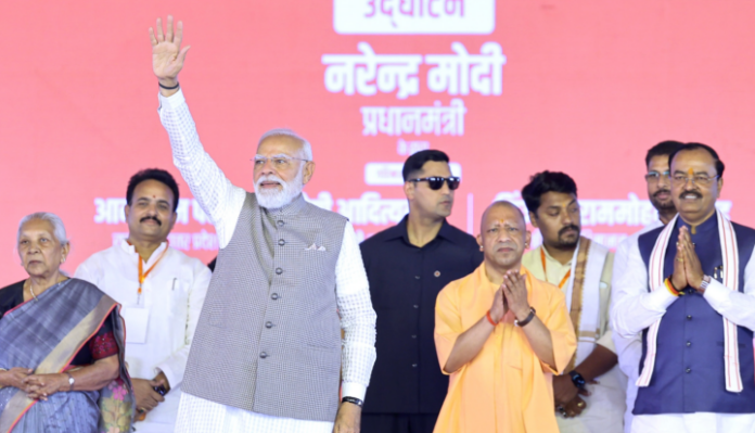 PM Modi and CM Yogi at the inauguration of Noida International Airport