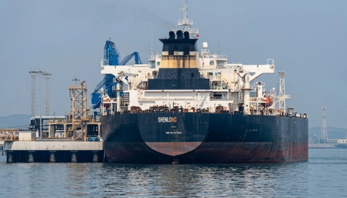After crossing the Strait of Hormuz, the first oil tanker bound for India lands at Mumbai Port.