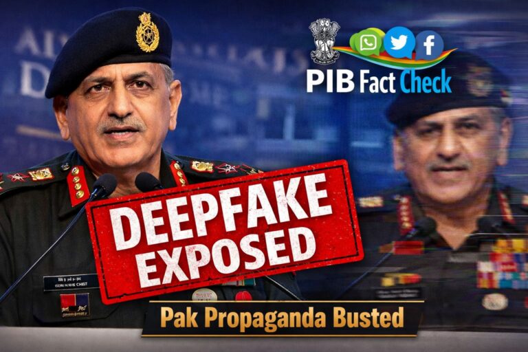 PIB debunks AI Deepfake of Army Chief Upendra Dwivedi circulated by Pakistani accounts claiming India helped track the Iranian warship