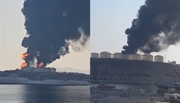 A drone struck the oil tankers at the port.