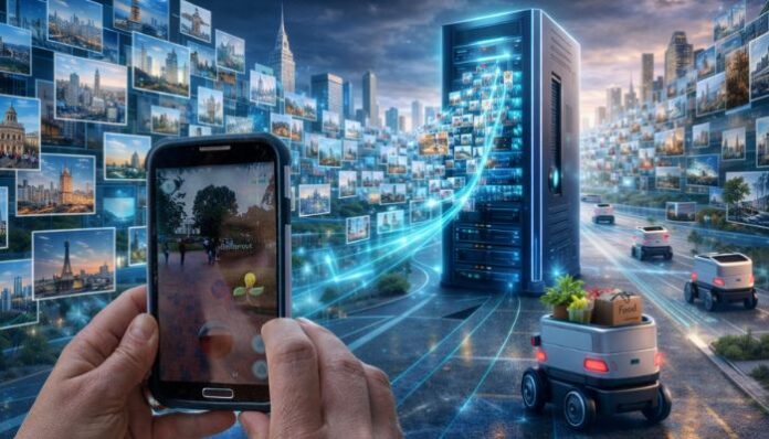 Delivery robot using visual positioning system trained on Pokémon Go landmark scans