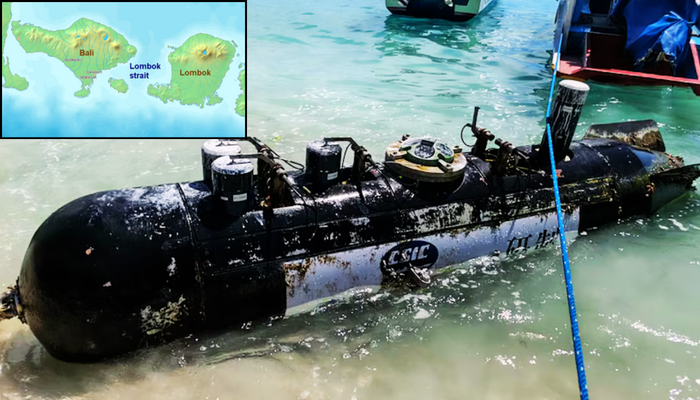 The Chinese was found in the Lombok Strait last week.