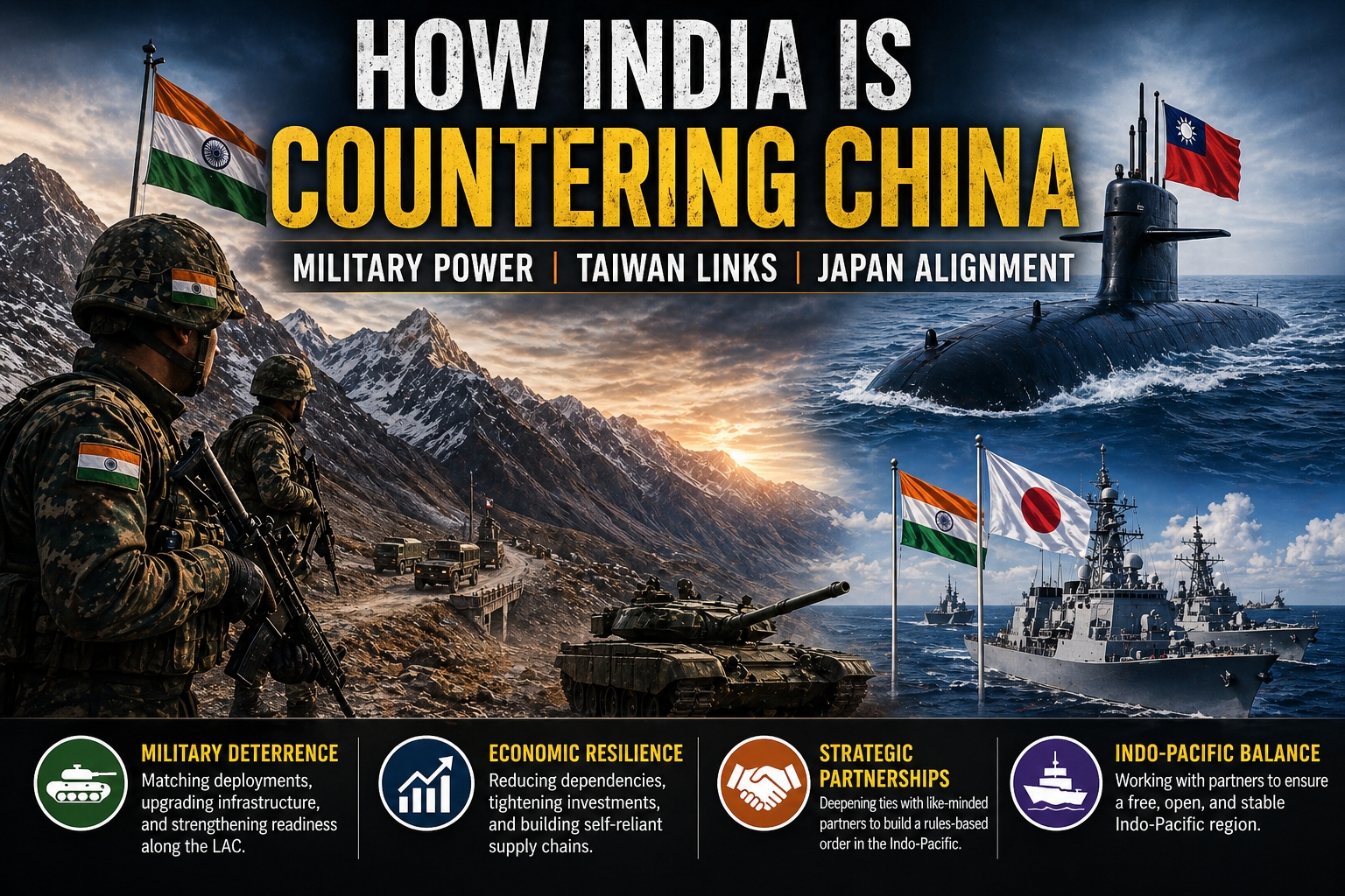 How India is countering China one move at a time: Military power, border infra, Taiwan links, and Japan alignment