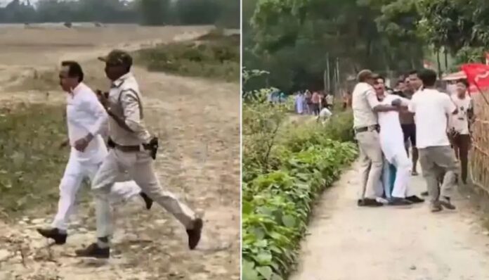 BJP candidate from South Dinajpur attacked and chased by TMC workers during polling