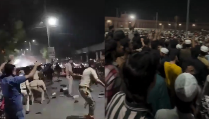 A violent Muslim mob in Bhopal raised slogans of Sar Tan se Juda.