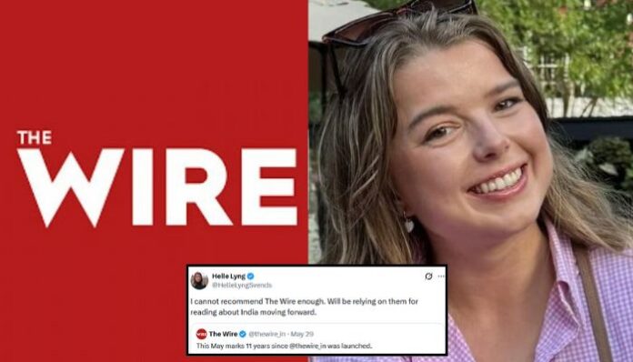 Pro-China propagandist Helle Lyng endorsed The Wire on X